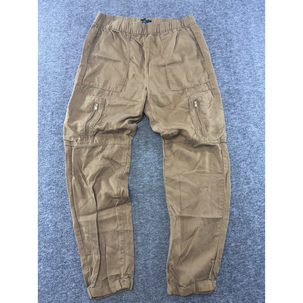 HM Womens Camel Brown Lyocell Cargo Jogger Pants Size 8 Elastic Waist Utility